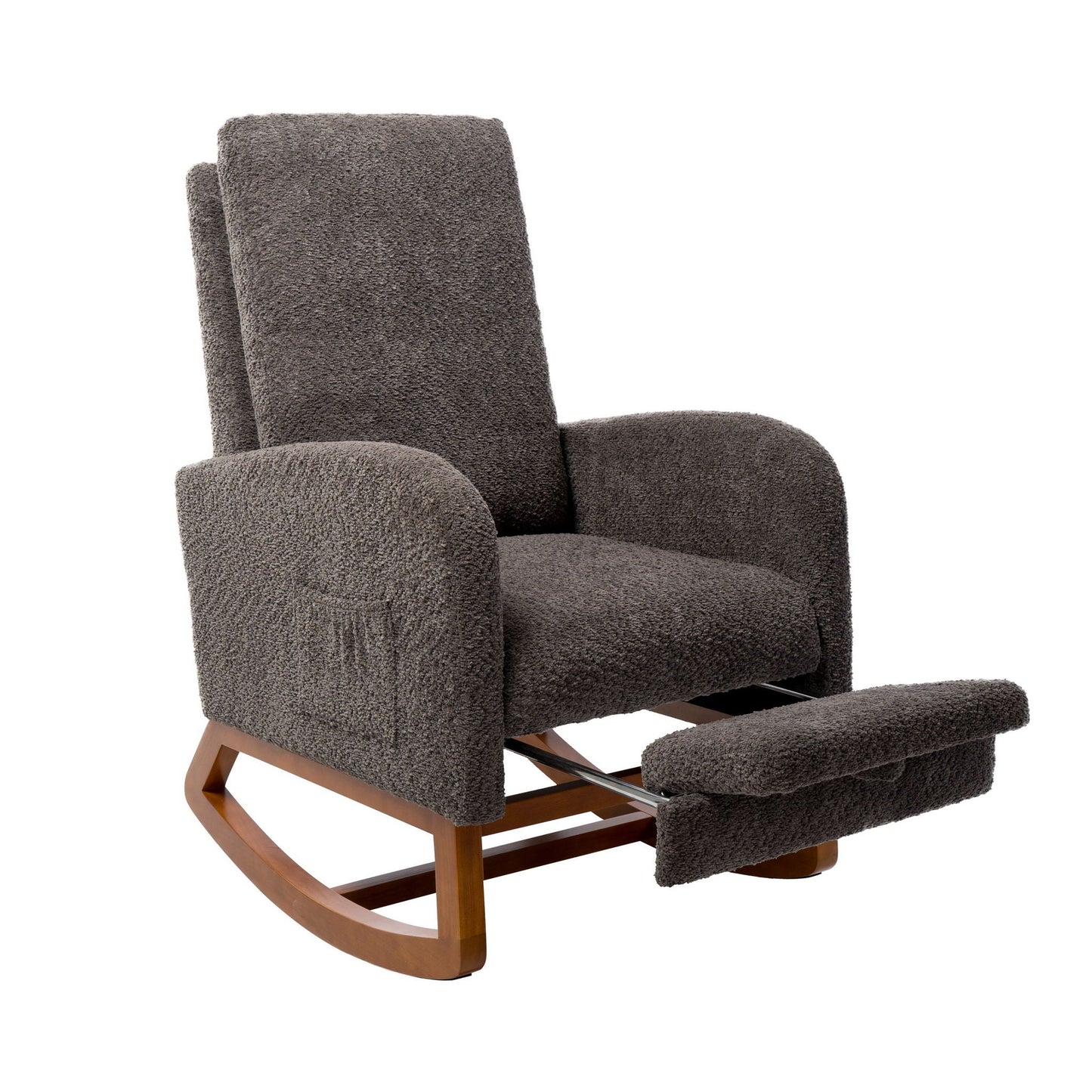 High Back Glider Rocking Chair With Retractable Footrest And Rubber Wood Legs Home Essentials