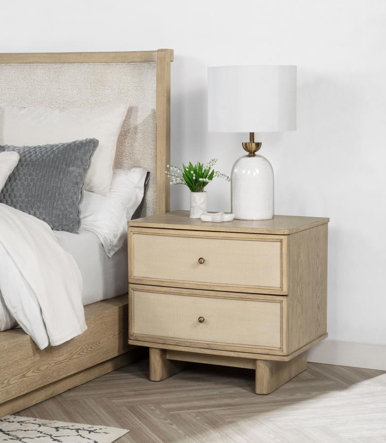 Kailani - 2-Drawer Nightstand Bedside Table - Beige Oak Coaster Fine Furniture