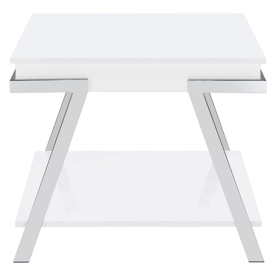 Marcia - Rectangular Side End Table - White High Gloss Coaster Fine Furniture
