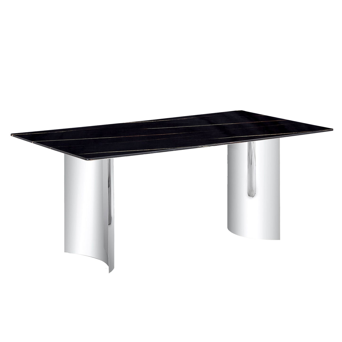 Modern Minimalist Dining Table With Imitation Marble Glass Desktop And Metal Legs Home Essentials