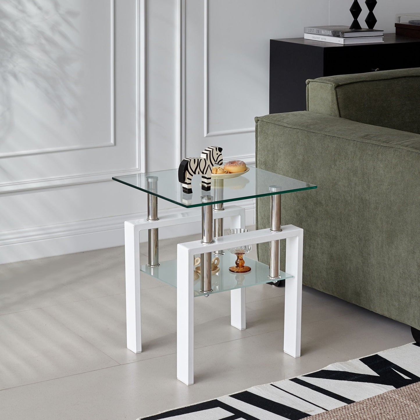 Tempered Glass Table With Storage Home Essentials