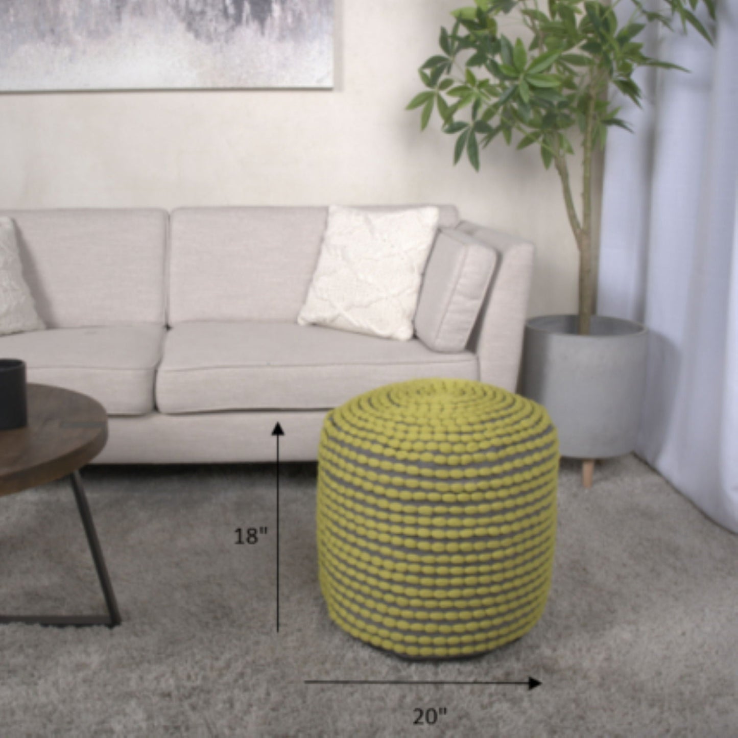 River - Handcrafted Cylindrical Pouf Water Resistant Fabric Home Essentials