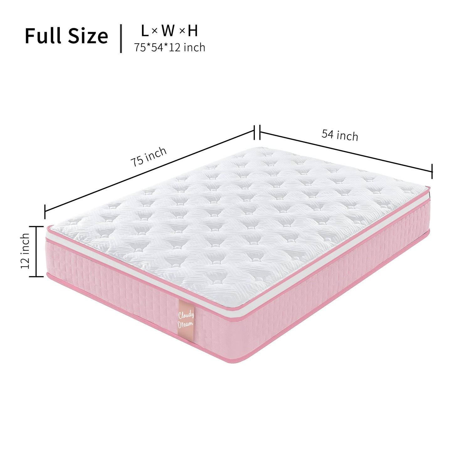 12" Hybrid Mattress With Individual Pocket Spring, Comortable Memory Foam Home Essentials