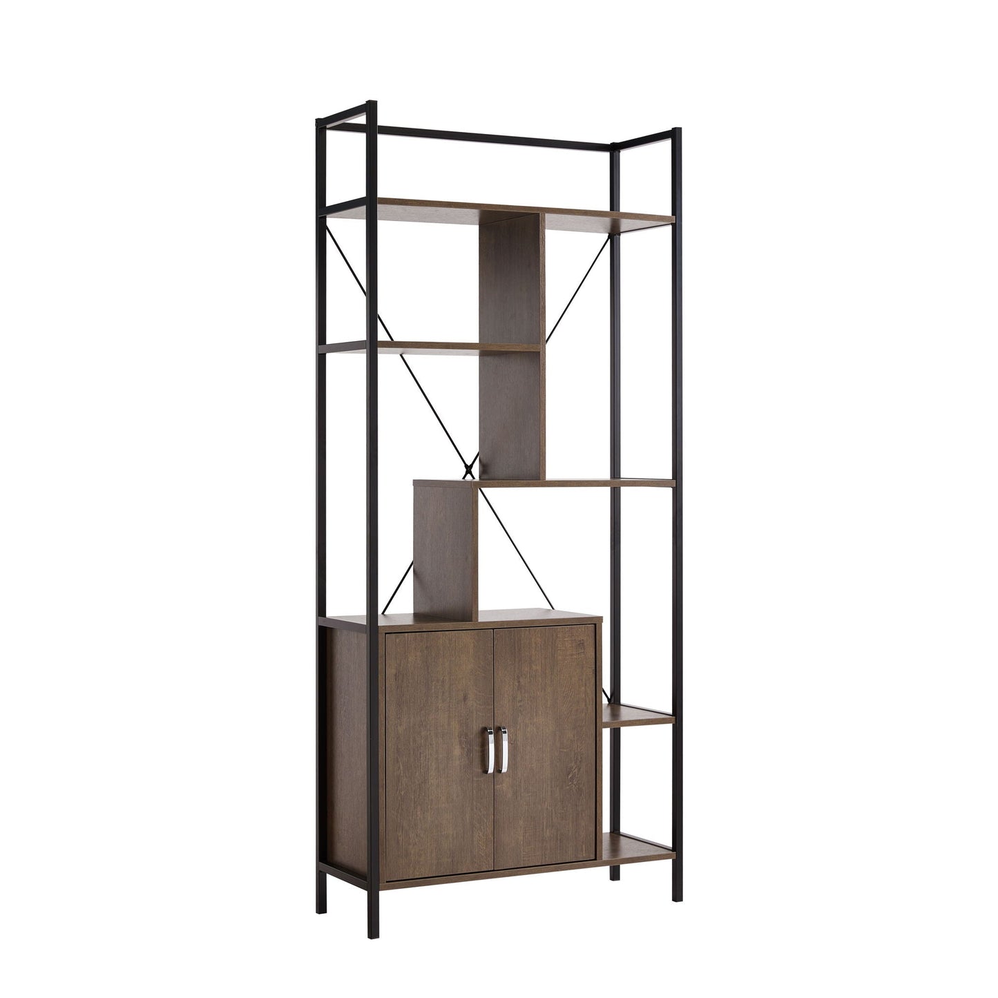 Modern Bookcase With Two Door Storage Cabinet With Two Shelves Home Essentials