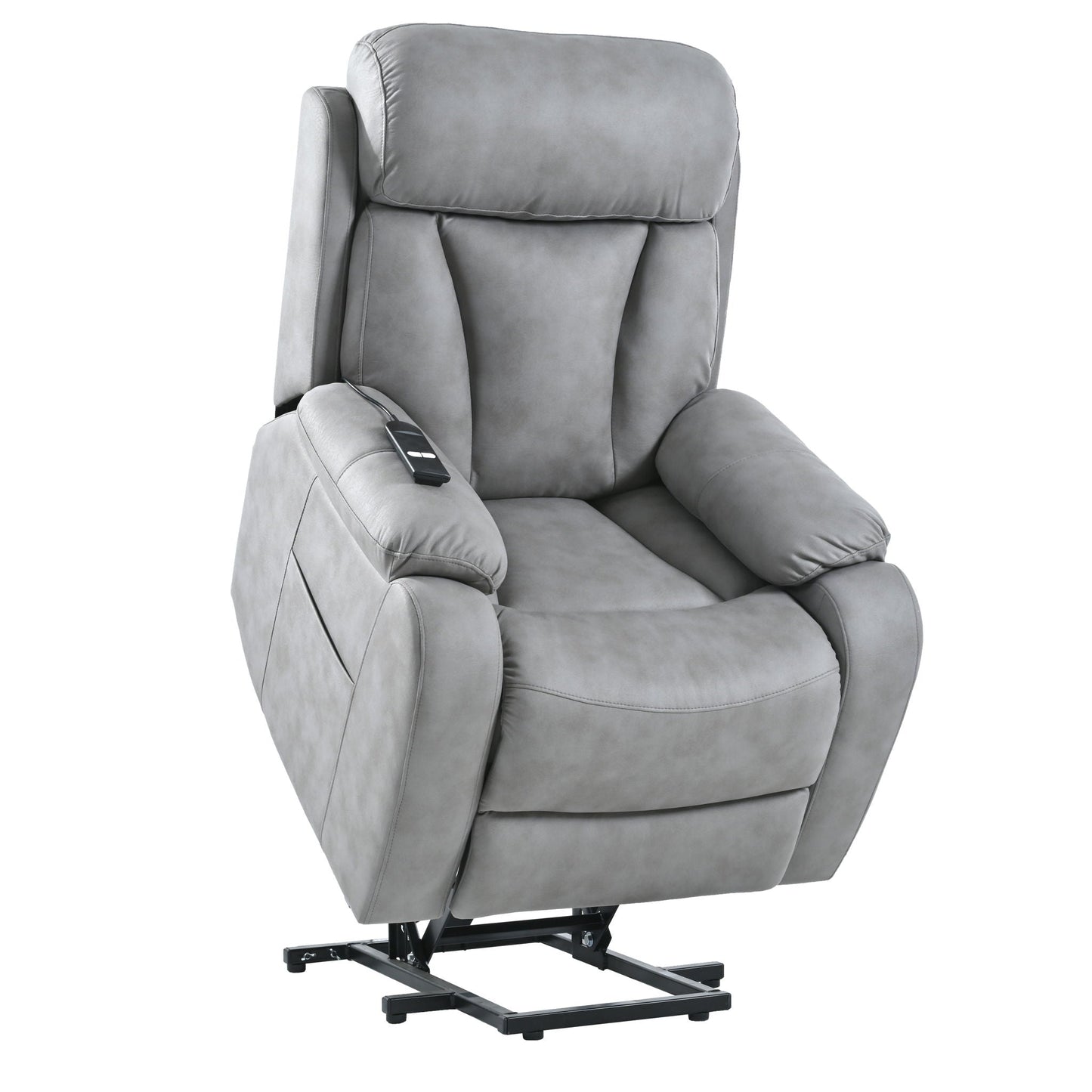 Electric Power Lift Recliner Chair, Fabric Recliner Chair, Home Theater Seating, Living Room Chair, Side Pocket, Remote Control - Light Gray Home Essentials