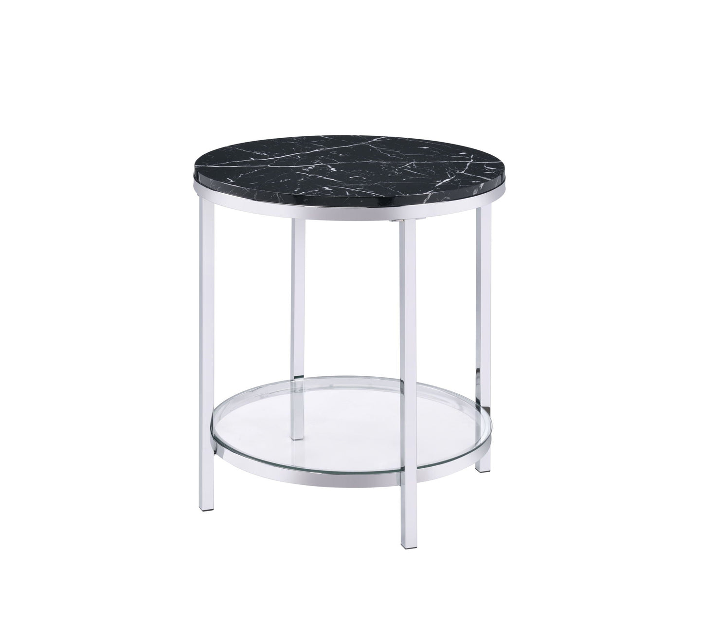 Virlana - Faux Marble Top End Table - Black / Chrome Acme