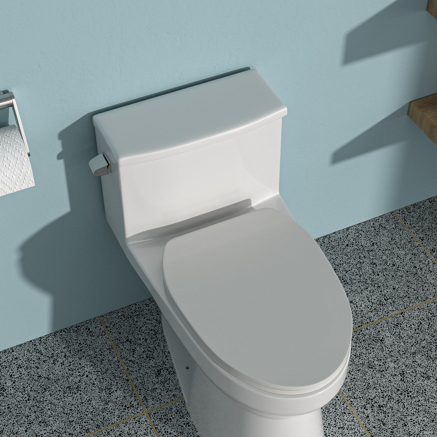 Sleek 1 Piece Toilet With Single Flush And Soft Closing Seat - White Daily Nest