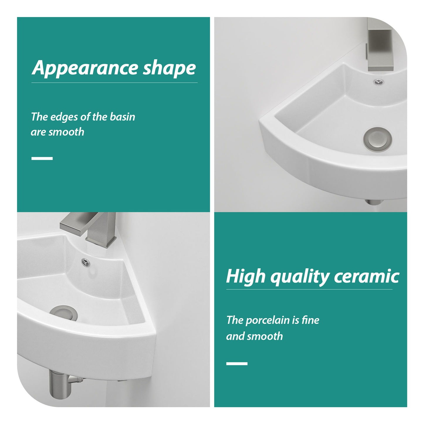 Triangle Porcelain Wall Mount Vessel Sink With Single Faucet Hole & Overflow - White Daily Nest