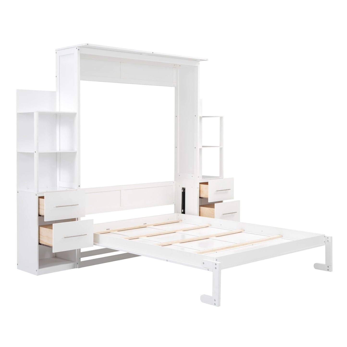 Murphy Wall Bed With Shelves, Drawers And LED Lights DreamHaus