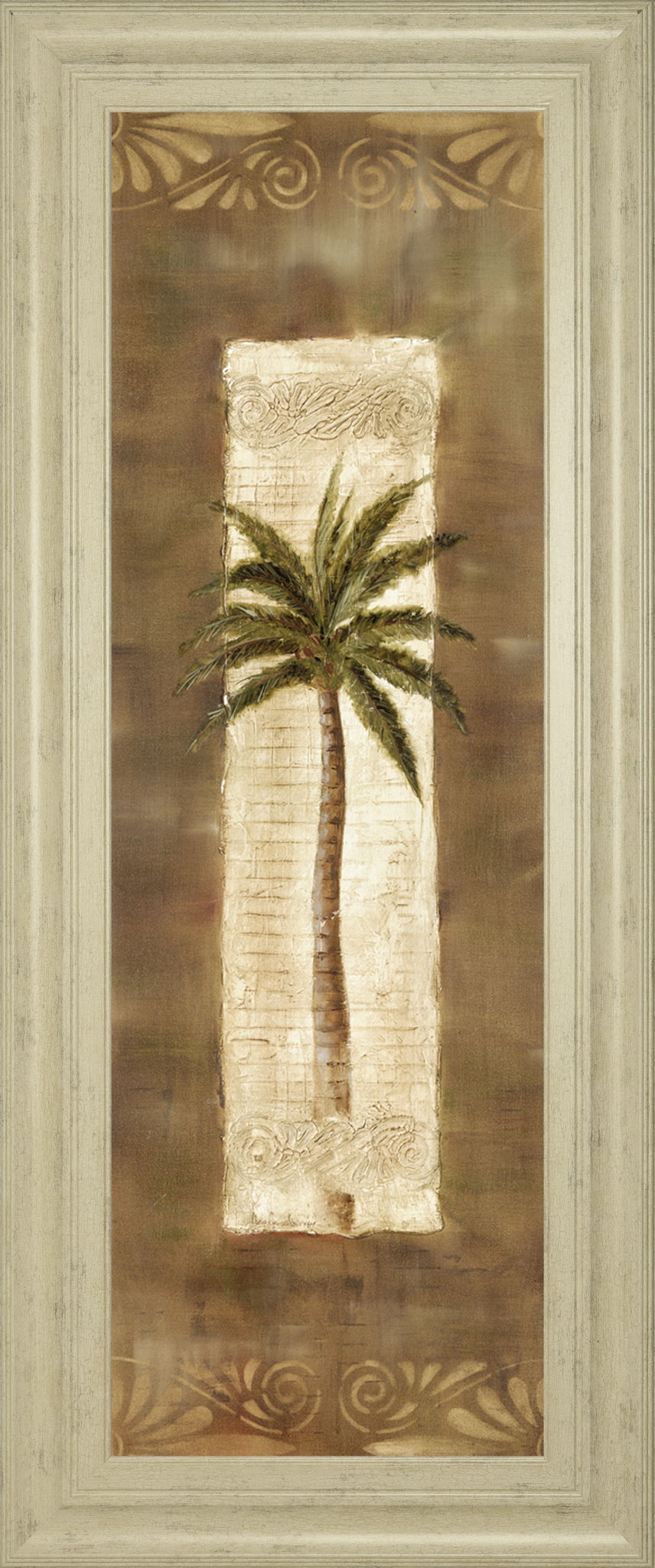 Scroll Palm Il By Carol Robinson - Framed Print Wall Art - Beige - Snoozhouse
