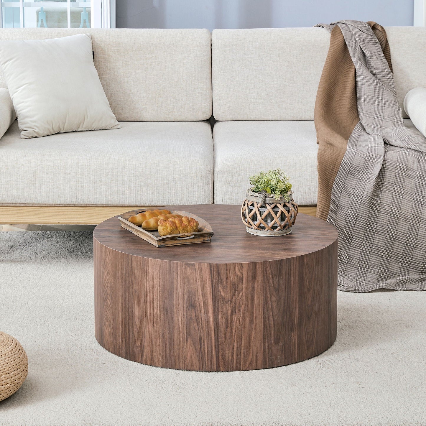 Cylindrical Coffee Table With Material For Living Room Home Essentials