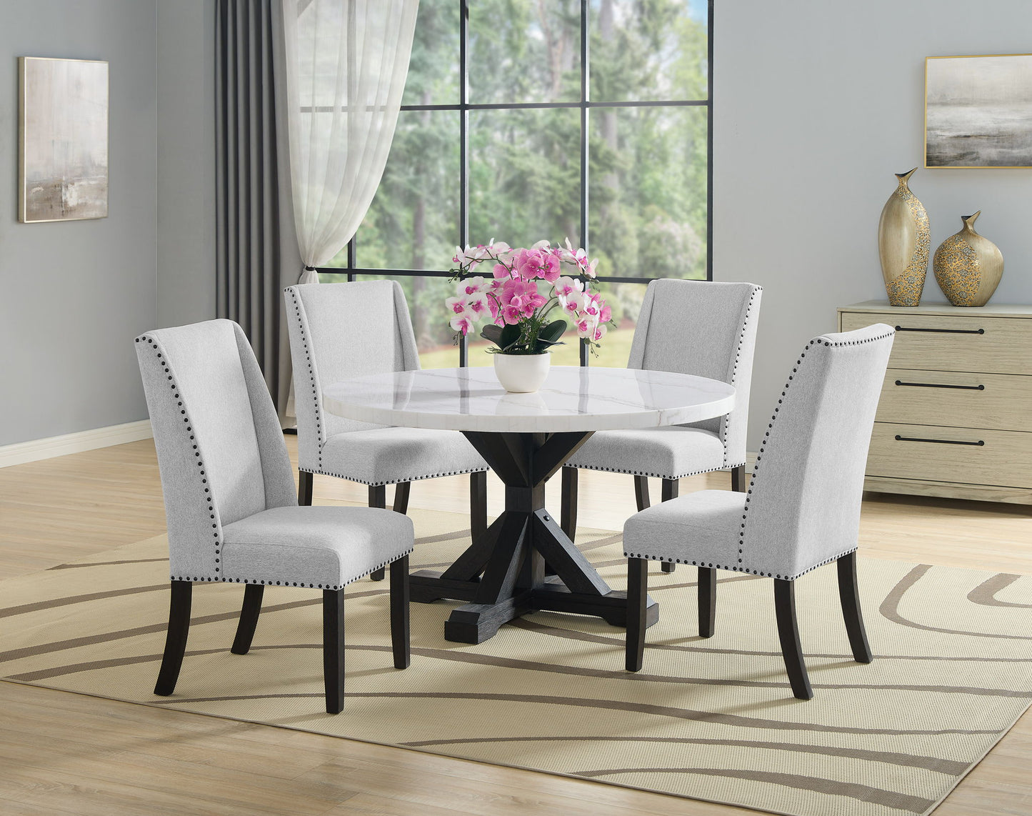 Varley - Genuine Marble Table - White & Charcoal Crown Mark