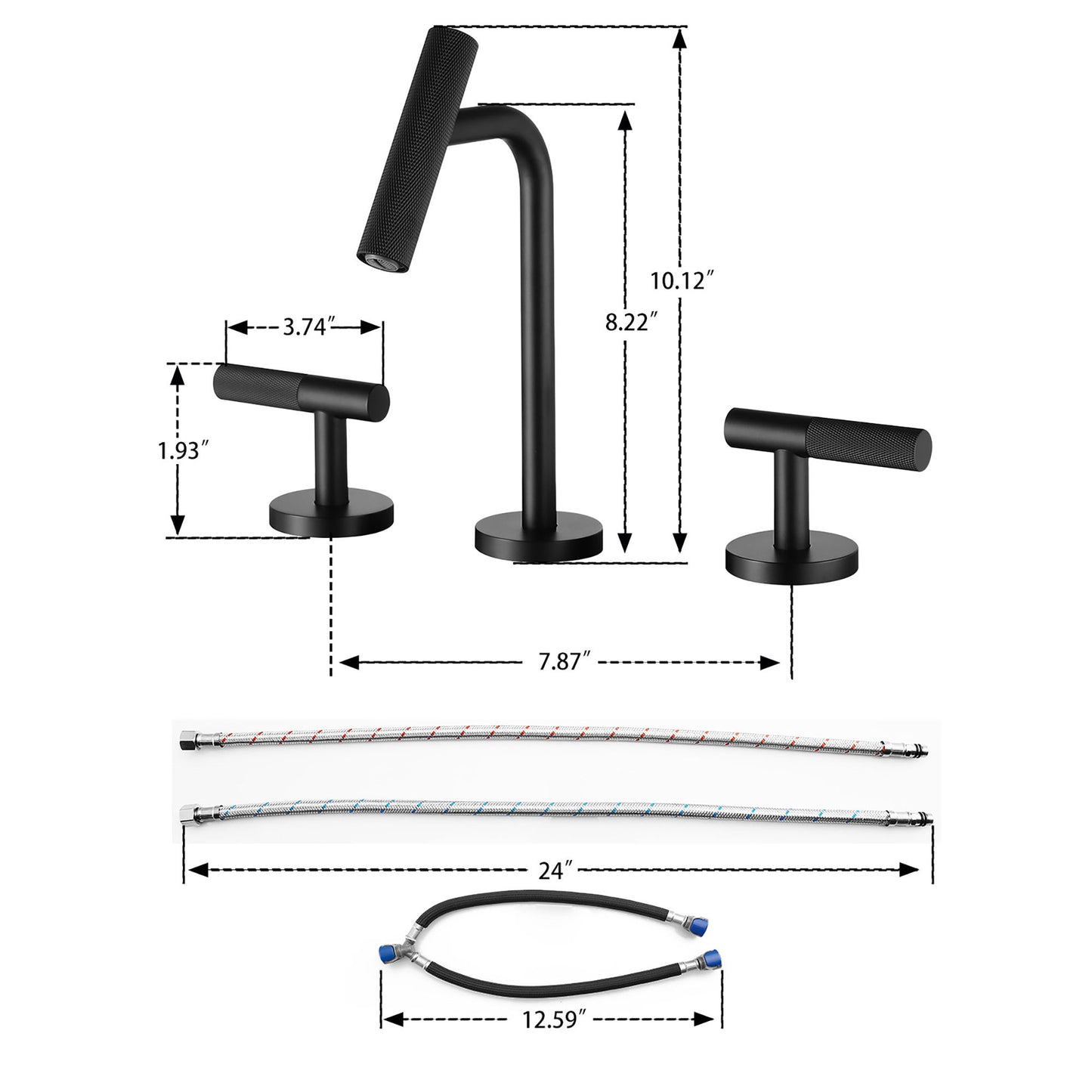 2 Handles Widespread 8" Bathroom Faucet With Solid Brass Construction - Matte Black Daily Nest