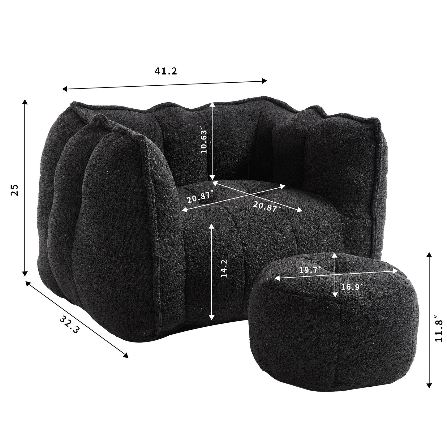 Soft Chenille Bean Bag Chair With High Resilient Foam Home Essentials