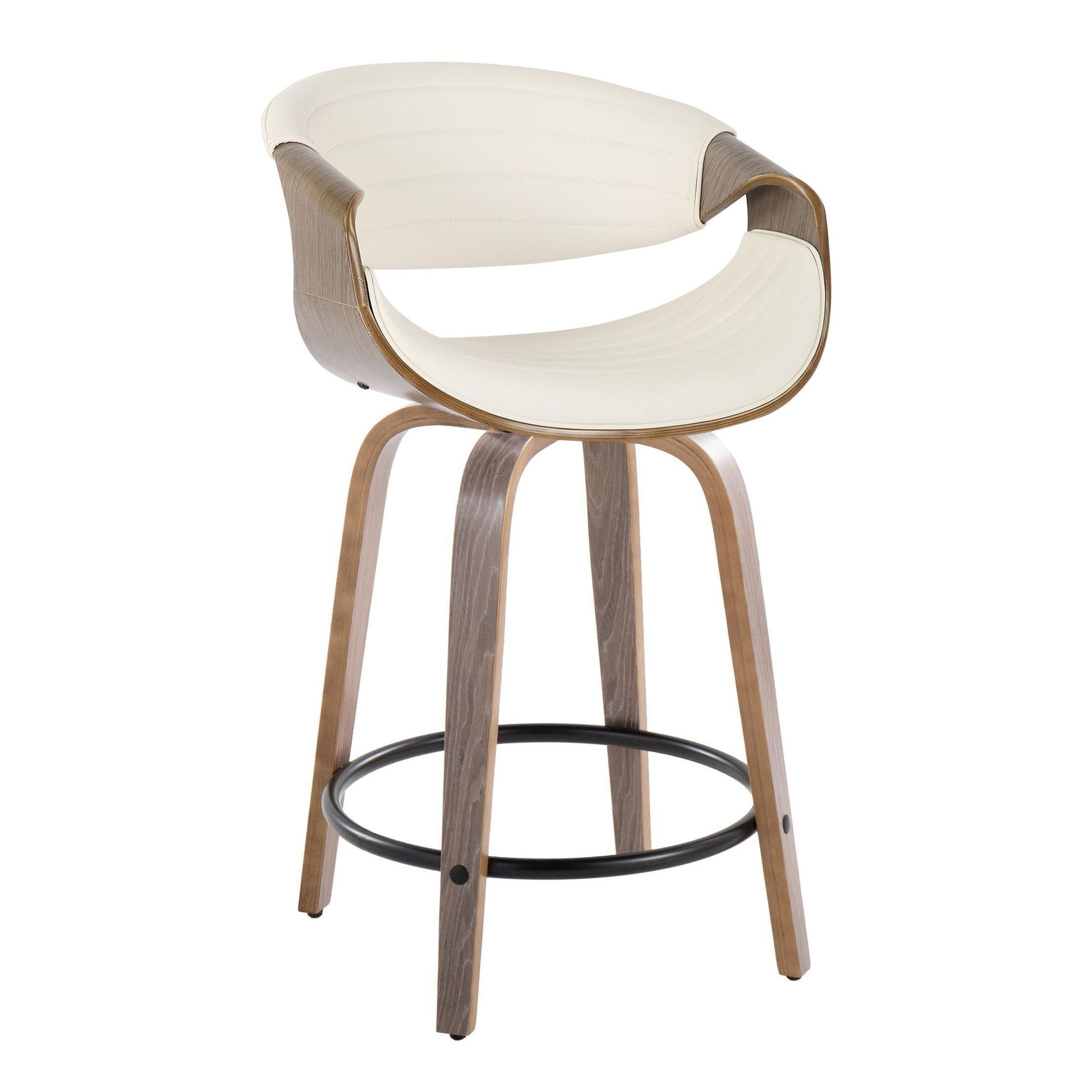 Symphony - Mid Century Modern Fixed Height Counter Stool With Swivel And Round Footrest (Set of 2) Lumi Source
