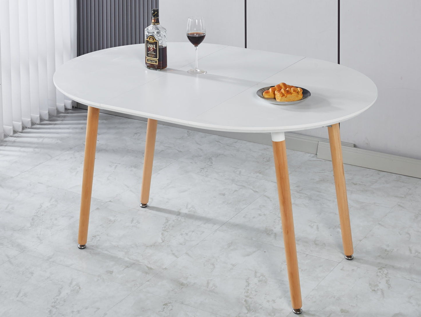 Extensible Table, Dining Table, Office Table, Coffee Table, Wood Leg - Matte White Home Essentials