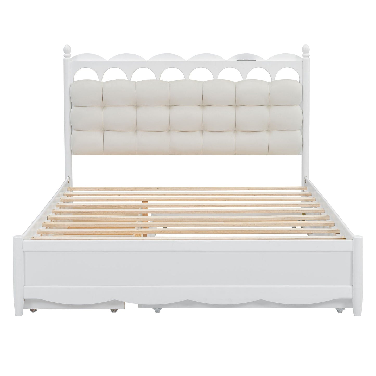 Storage Platform Bed, With 2 Big Drawers, Trundle, One Set Of Sockets & USB Ports Timeless Haven