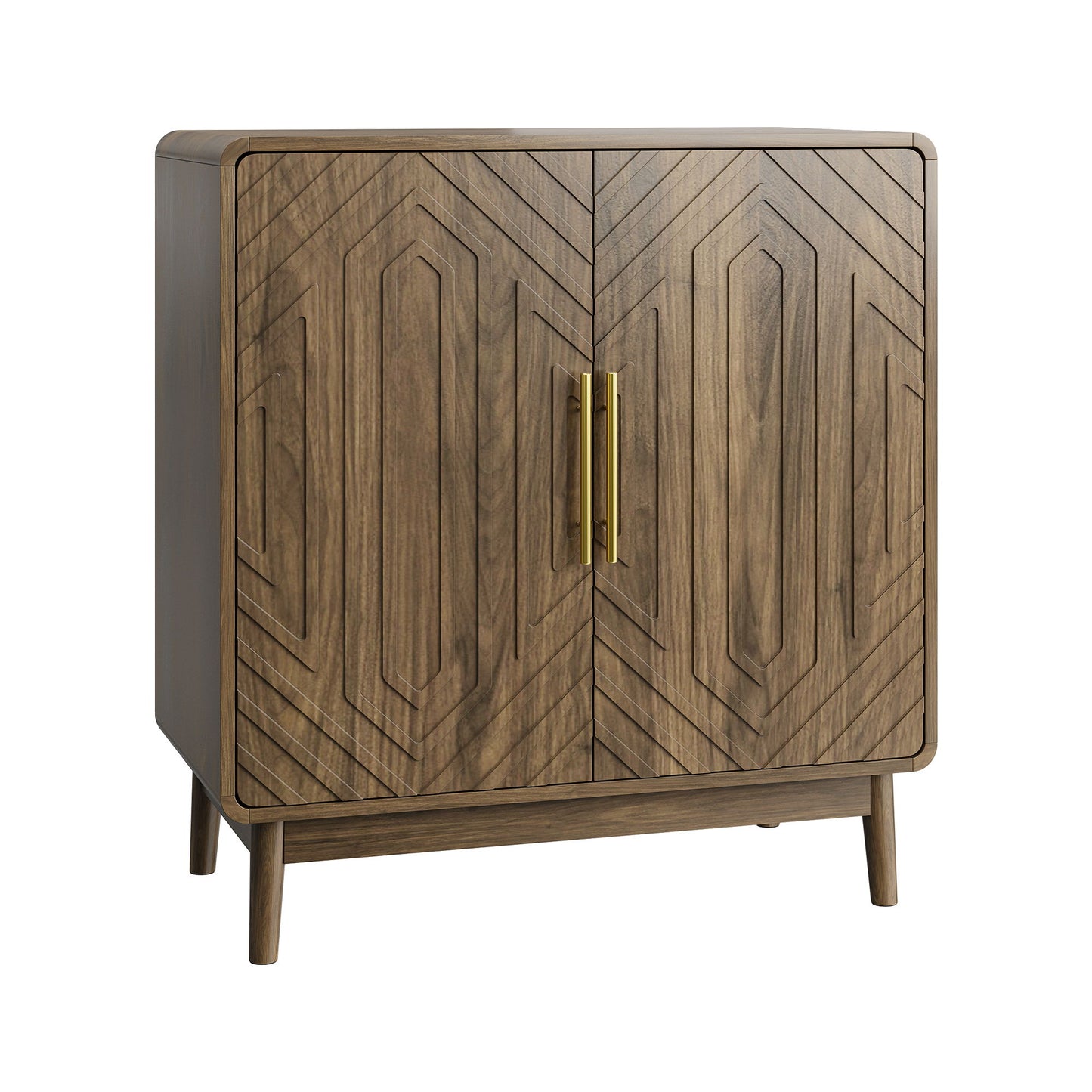 Sideboard Buffet Cabinet With Carved Doors And Adjustable Layer Board Home Essentials