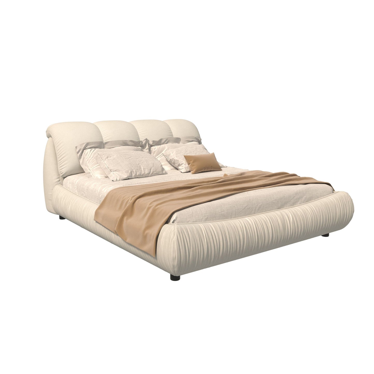 Luxury Upholstered Platform Bed With Oversized Padded Backrest And Solid Wood Frame Home Essentials