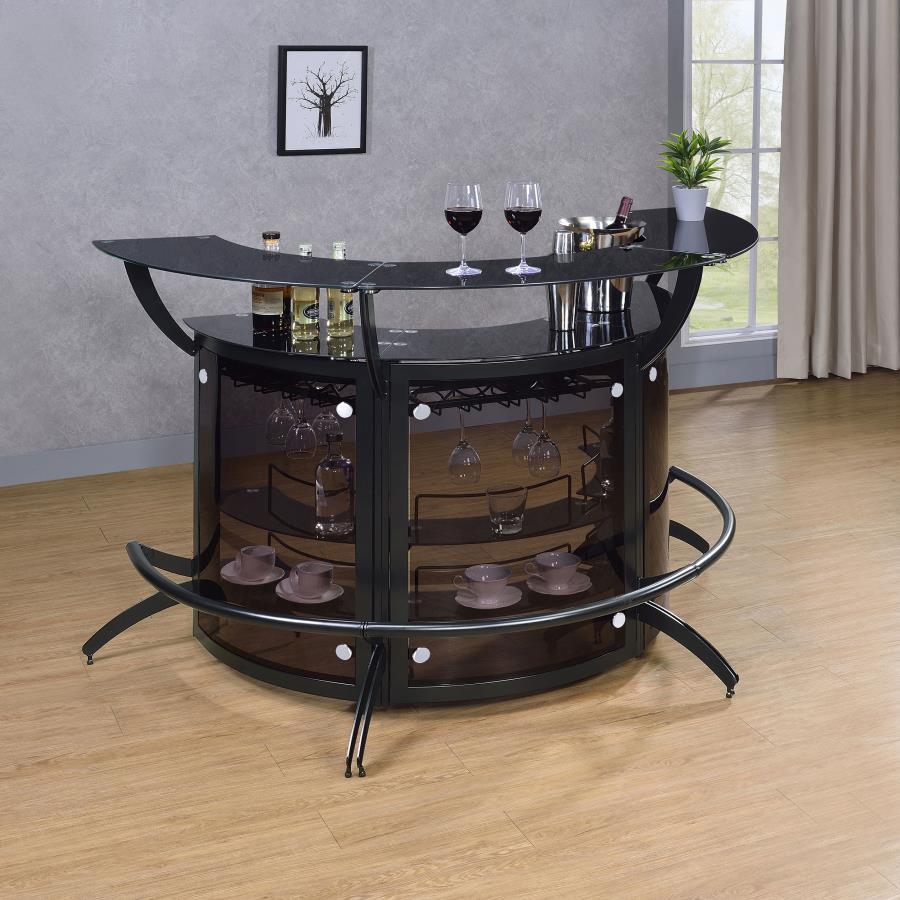 Dallas - 3-Piece Curved Freestanding Home Bar Cabinet CoasterEssence