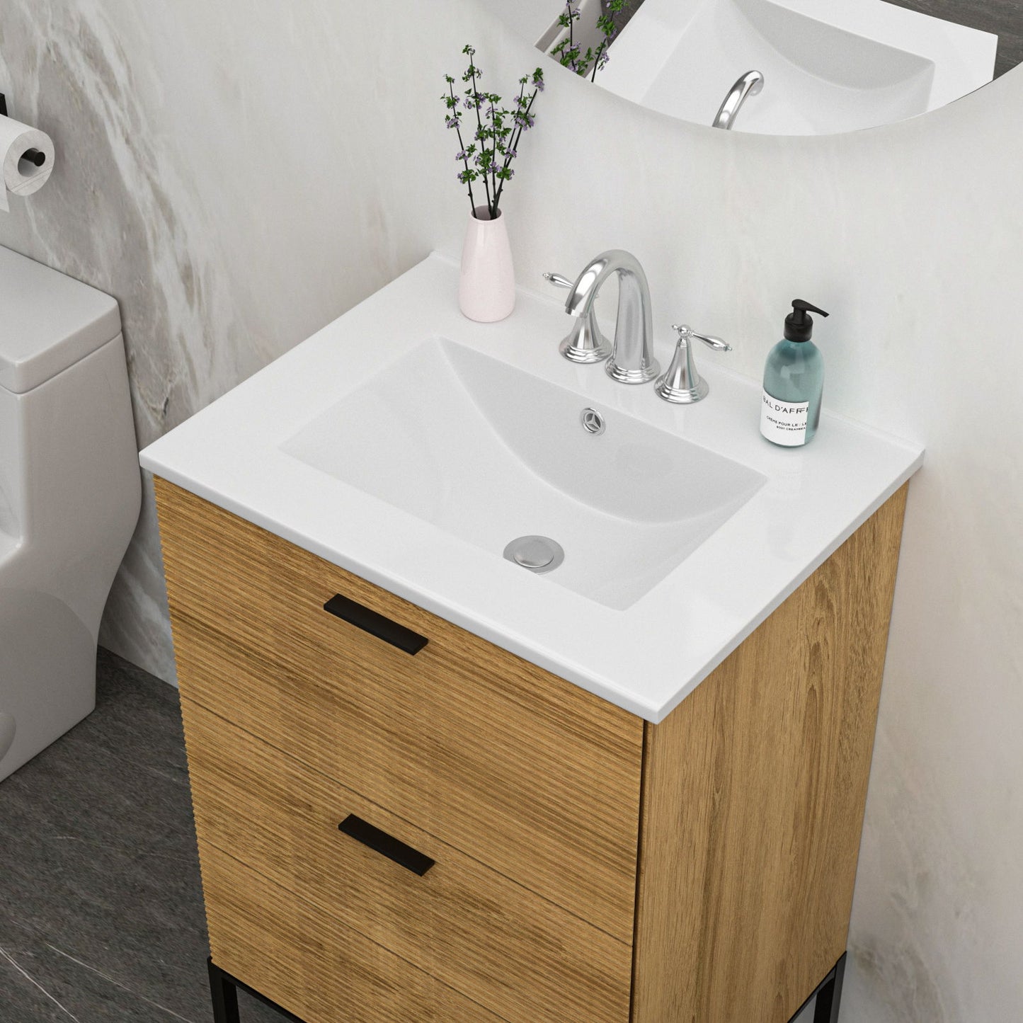 Rectangular Single Vanity Top With 3 Faucet Hole Sink - White Daily Nest