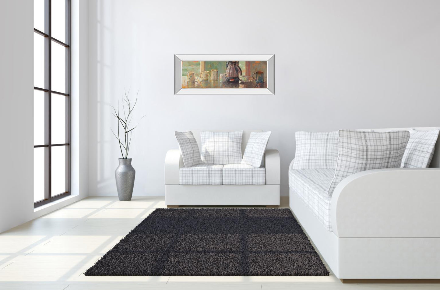 Gathering I By Lorraine Vail - Mirror Framed Print Wall Art - Dark Brown - Snoozhouse
