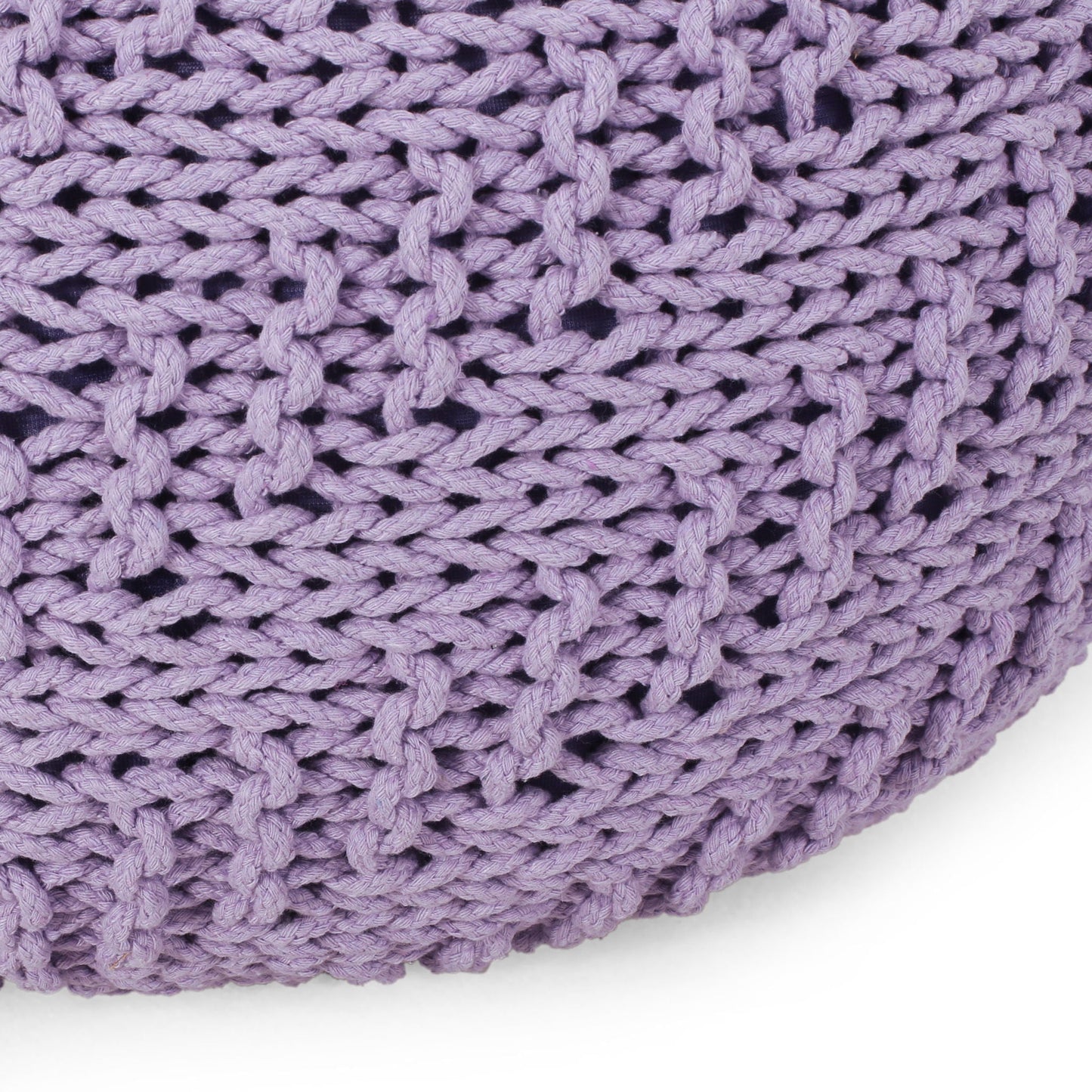 Bordeaux - Knitted Cotton Round Pouf Ottoman Home Essentials