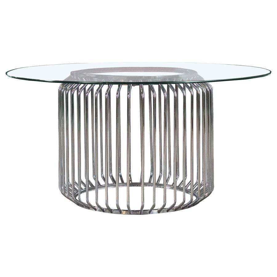 Veena - Round Glass Top Metal Dining Table - Chrome Coaster Fine Furniture