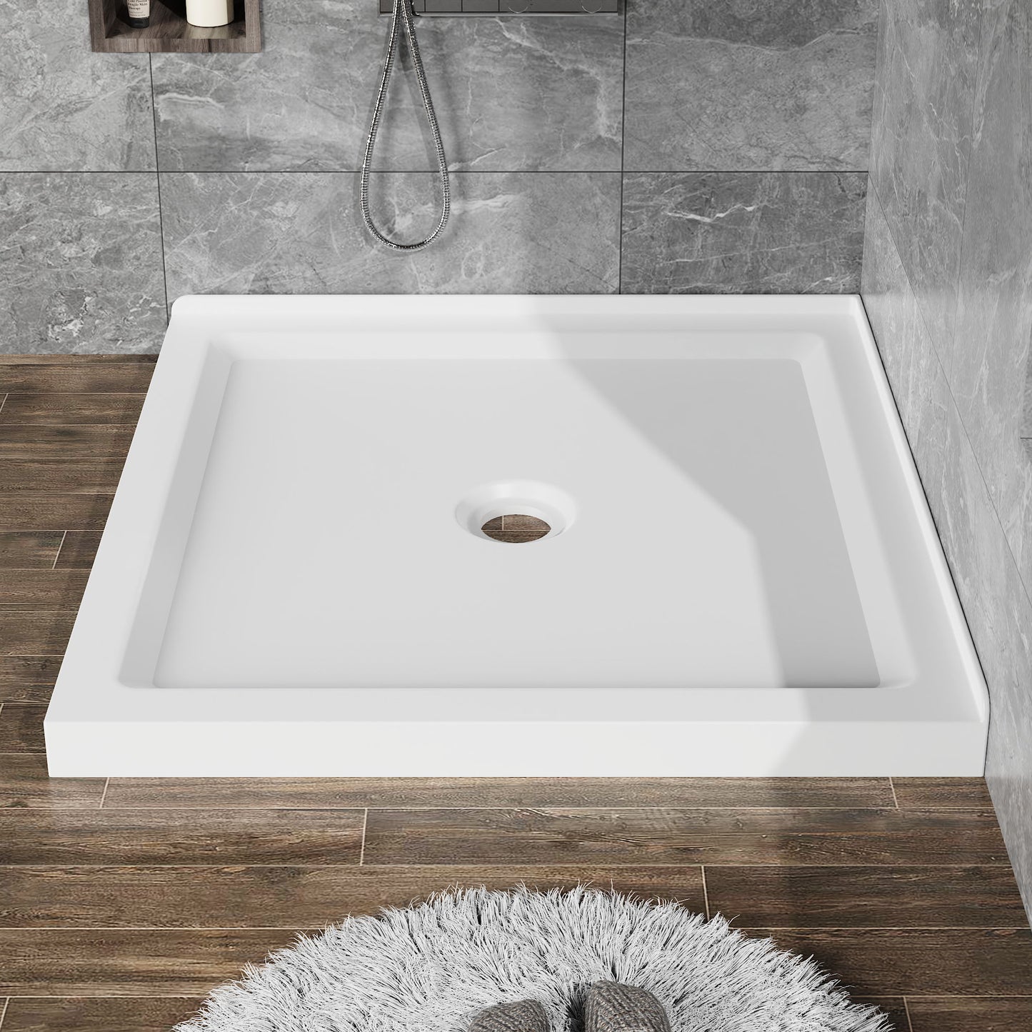 Anti Slip Double Threshold Shower Base - White Daily Nest