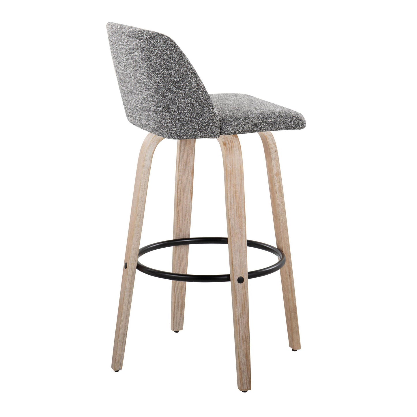 Toriano - Mid-Century Modern Fixed Height BarStool With Round Footrest (Set of 2) Lumi Source