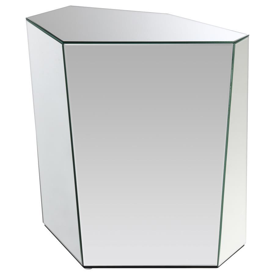 Capella - Mirrored Abstract Geometric End Table - Silver Coaster Fine Furniture