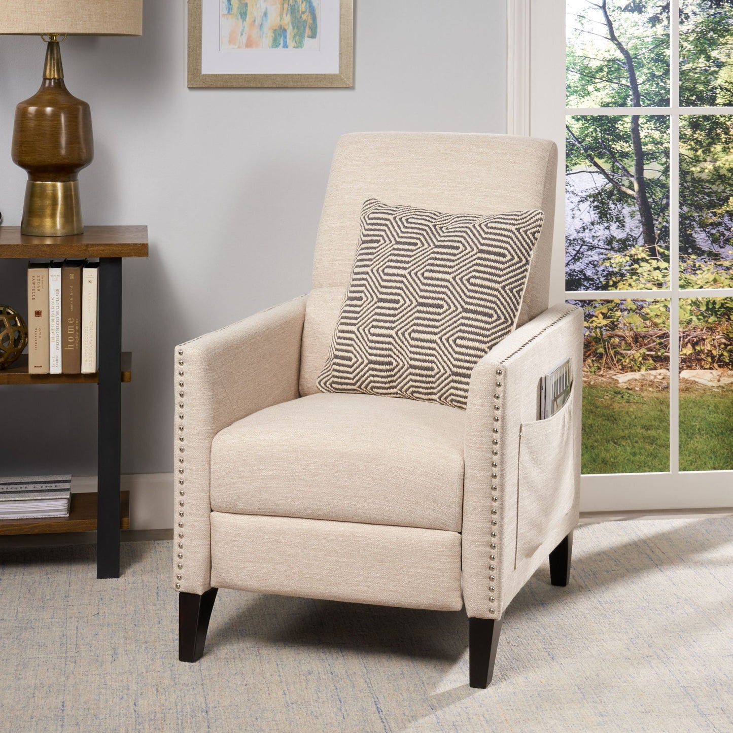 Kiersten - Contemporary Fabric Pushback Recliner Noble House
