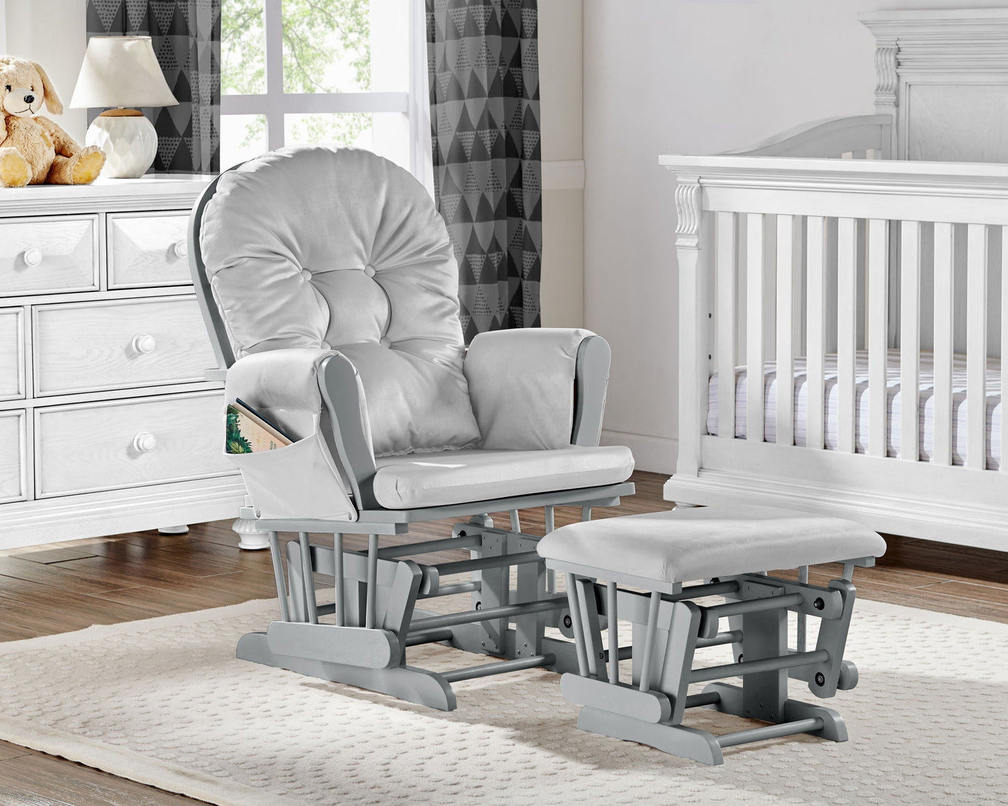 Mason - Glider And Ottoman Gray Wood Suite Bebe
