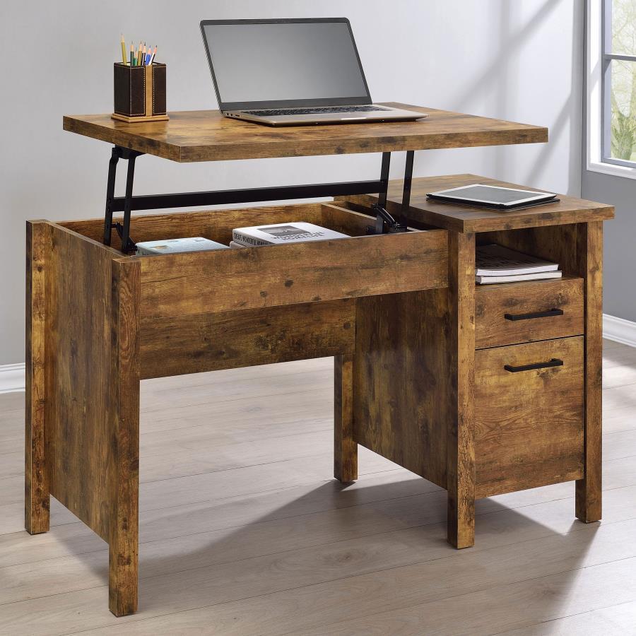 Delwin - 2-Drawer Lift Top Computer Desk - Rustic Nutmeg CoasterEveryday
