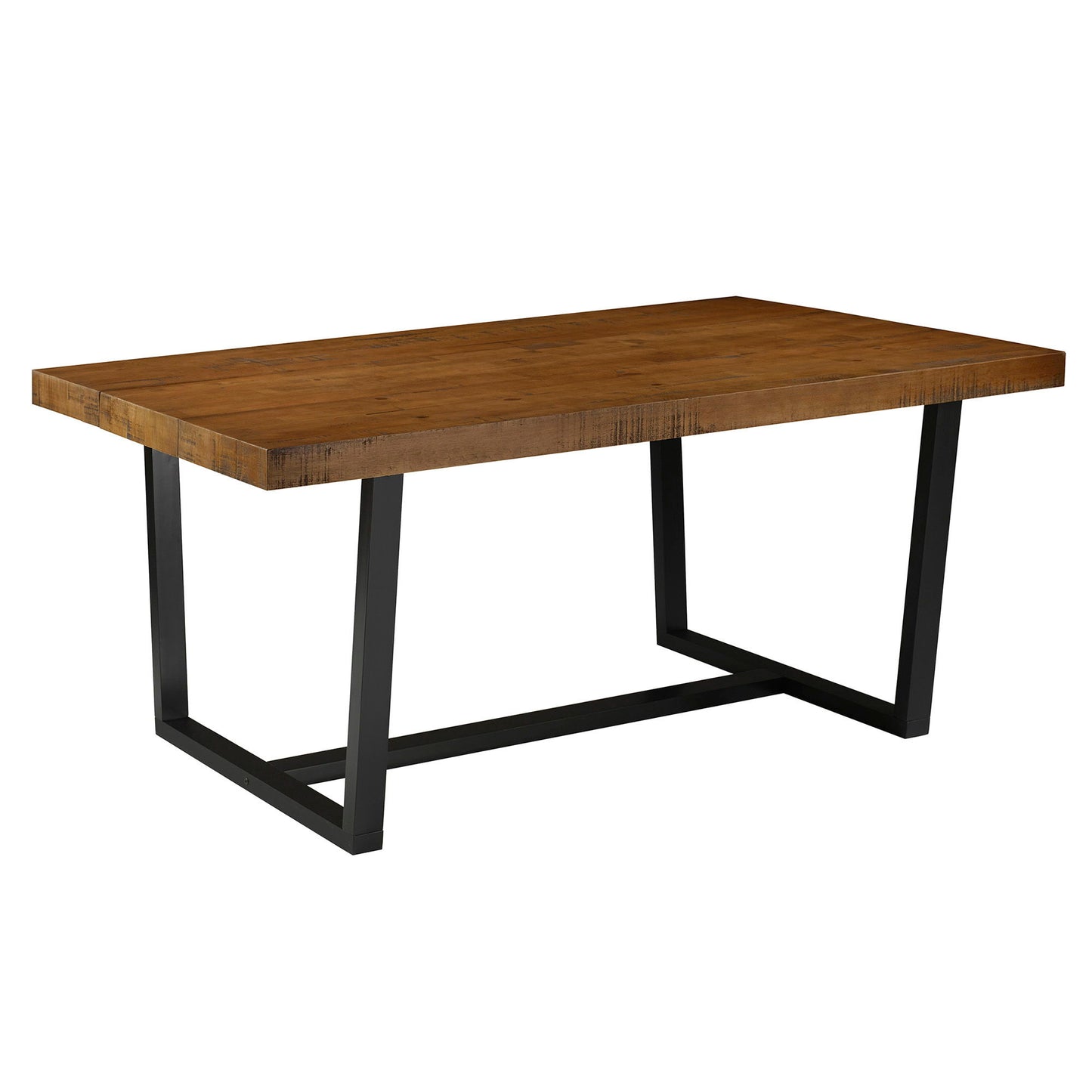 Modern Distressed Solid Wood And Metal Open Frame Dining Table Walker Edison