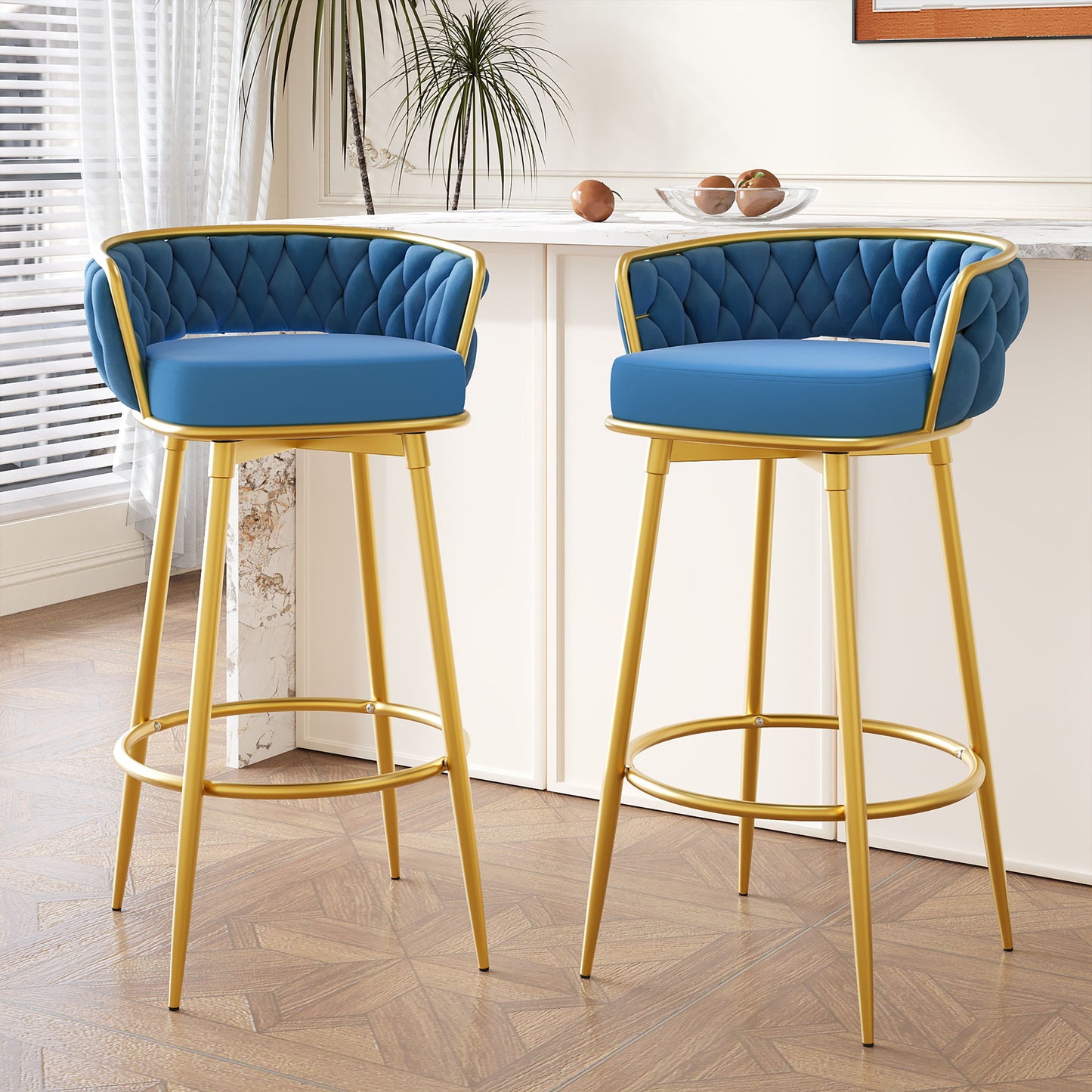 Modern Low Back Upholstered Counter Height Bar Stools (Set of 2) Noble House