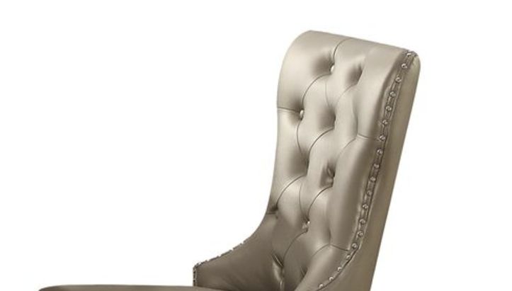 Kacela - Synthetic Leather Side Chair (Set of 2) - Champagne Acme
