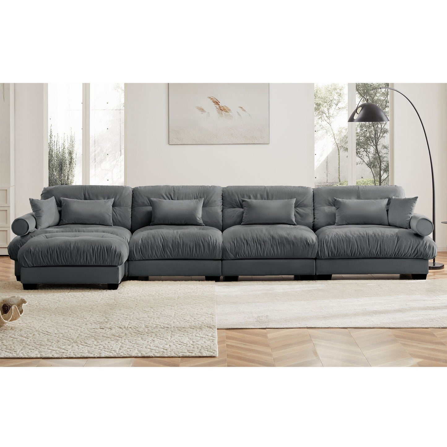 Super Comfort Oversized Modular Sectional Sofa With Movable Ottoman - Snoozhouse