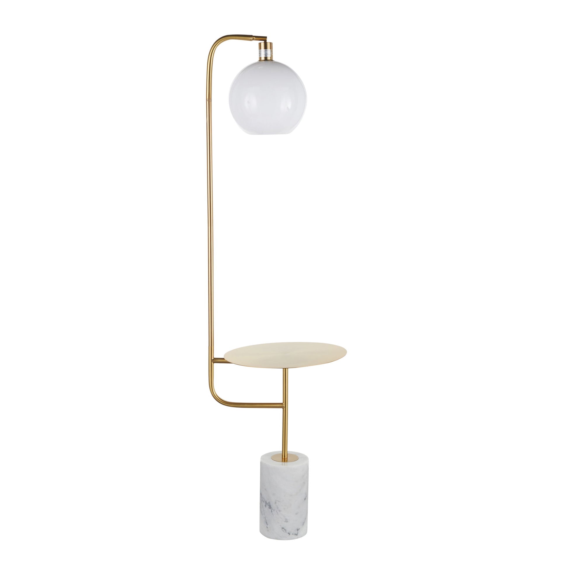 Symbol - Contemporary / Glam Floor Lamp Side Table - White Marble Lumi Source