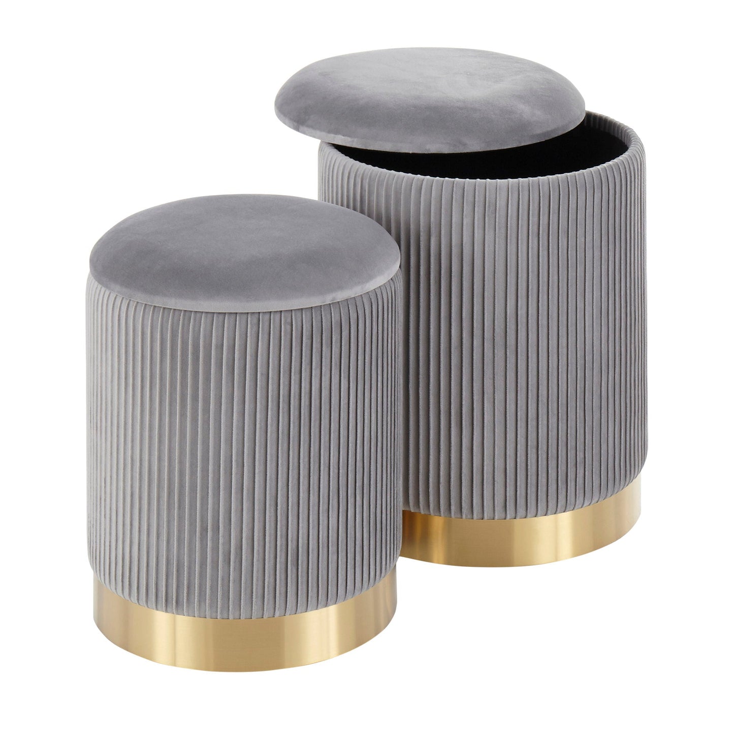 Marla - Contemporary Nesting Pleated Ottoman Set Lumi Source