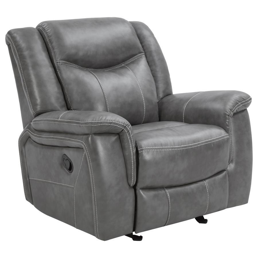 Conrad - Upholstered Padded Arm Glider Recliner - Gray CoasterEveryday