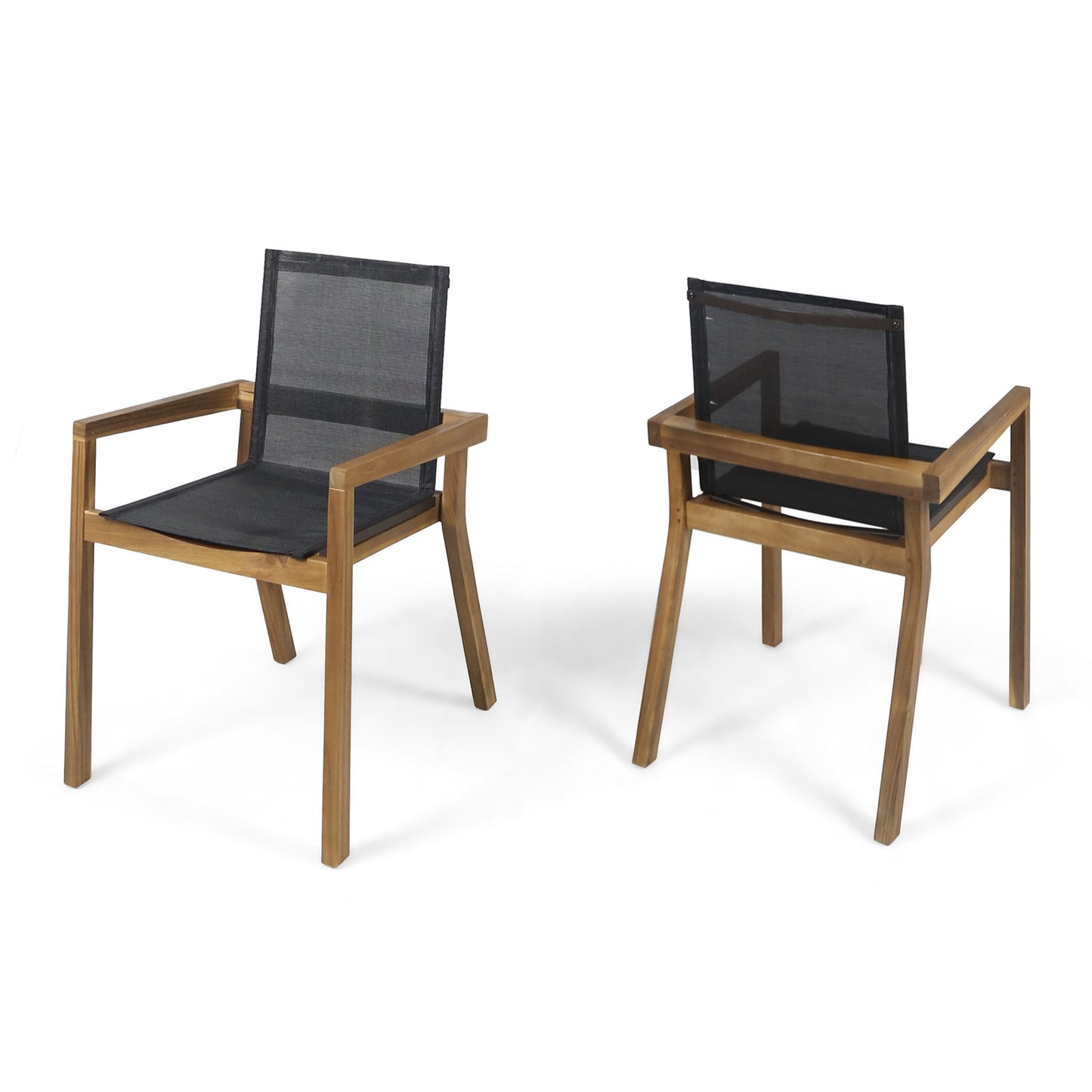 Belfast - Dining Chair With Acacia Wood Frame And Mesh Seating (Set of 2) Noble House