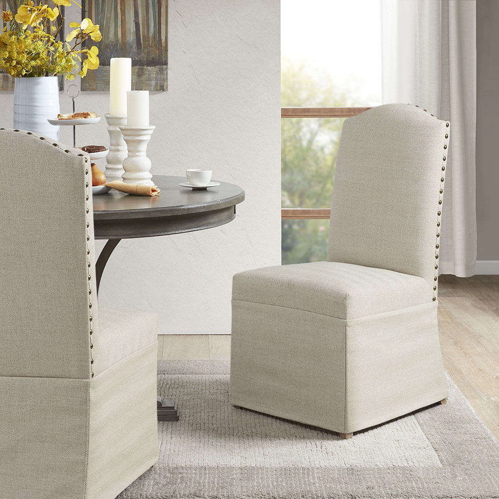Foster - High Back Dining Chairs With Skirts (Set of 2) - Beige Madison Park