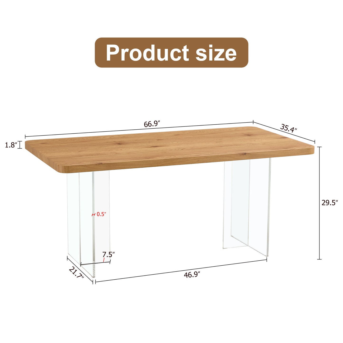Modern Minimalist Wooden Table With Acrylic Legs Home Essentials