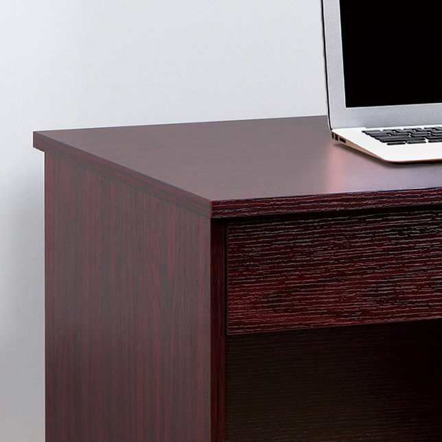 Three Locking Drawers On Metal Glides Student Desk Work Desk Modesty Panel Metal Bar Handles - Mahogany Home Essentials