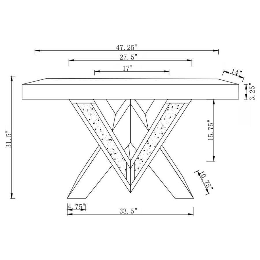 Taffeta - Glass Top Mirrored Acrylic Table CoasterElevations