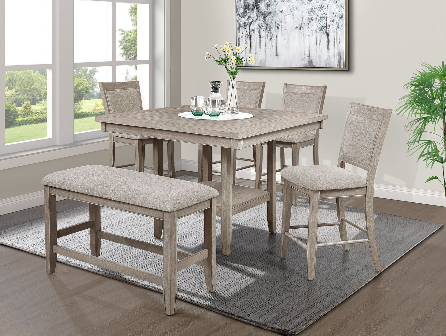 Fulton - Counter Table - White Oak With Marble Crown Mark