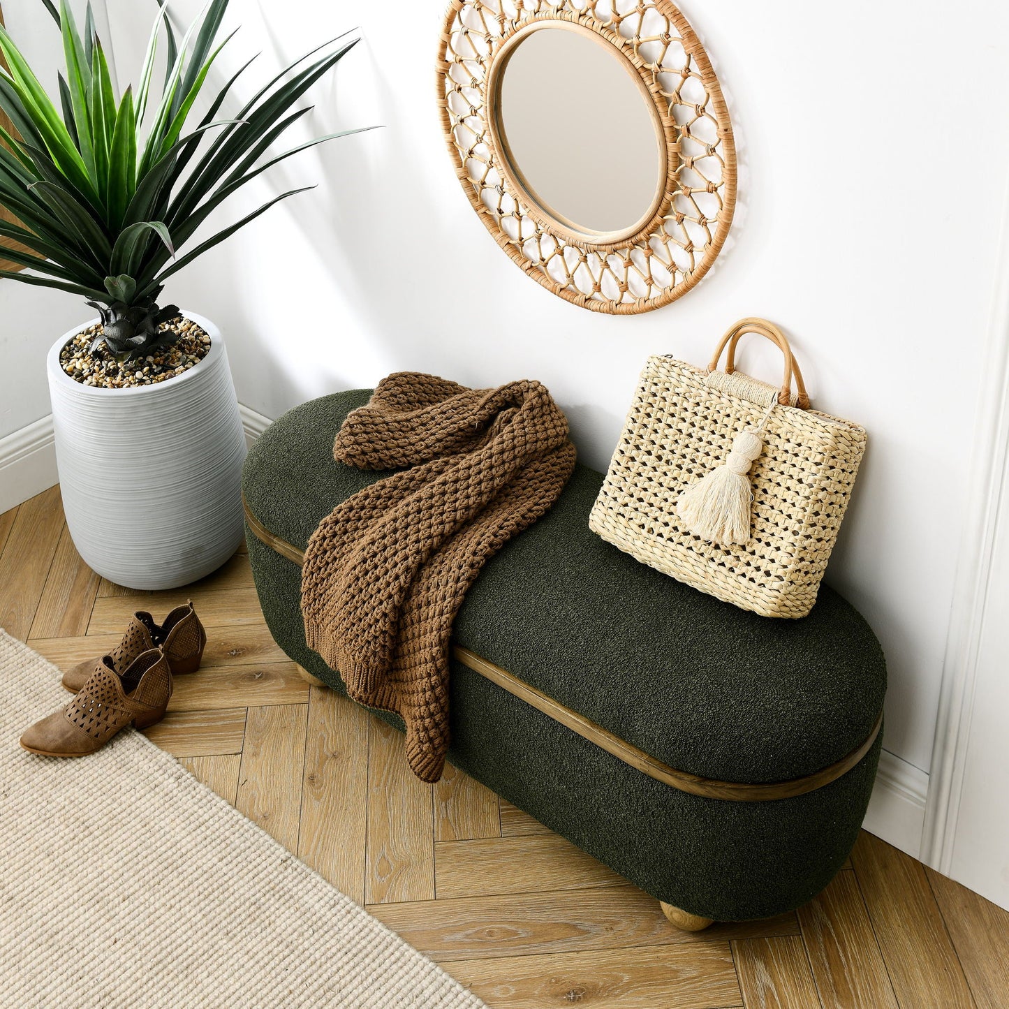 Modern Ottoman Bench Upholstered Seating With Storage Home Essentials