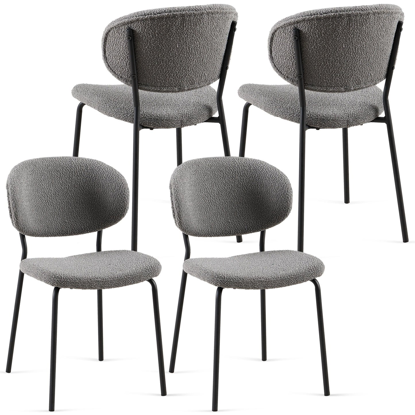 Boucle Dining Chairs, Dining Chairs With Metal Legs For Dining Room, Kitchen, Living Room Home Essentials