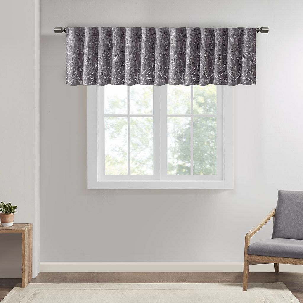 Andora - Embroidered Window Valance - Gray Madison Park